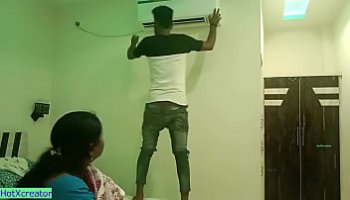 indian cheating wife xxx hot sex with ac technician bhabhi sex